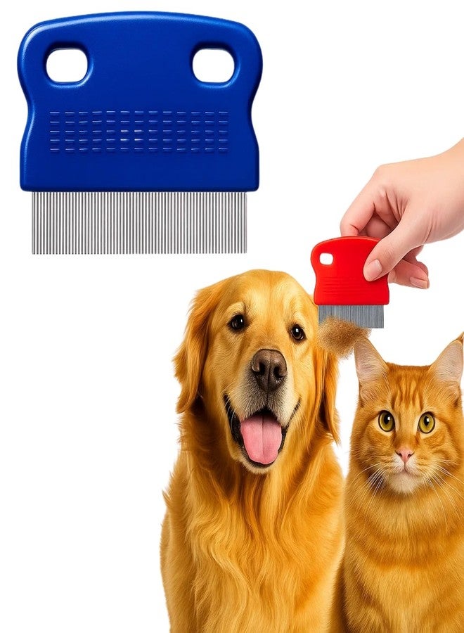 Sage Square Small Pin Flea Comb for Dogs & Cats | Palm Size Grooming Tool with Stainless Steel Bristles | Gentle Detangler & Flea Remover | Travel Friendly for Quick Cleaning | 6cm Random Colour (Type 3) - Image 1